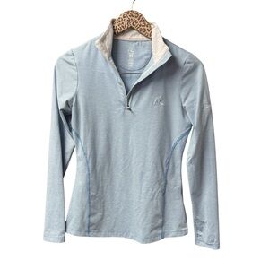 Rhoback Womens Long Sleeve 1/4 Zip Striped Pullover Blue White XS READ